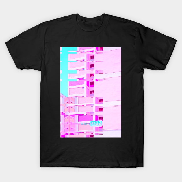 Apartment Building Trippy Vaporwave Glitch Art T-Shirt by GLITCH.HUB